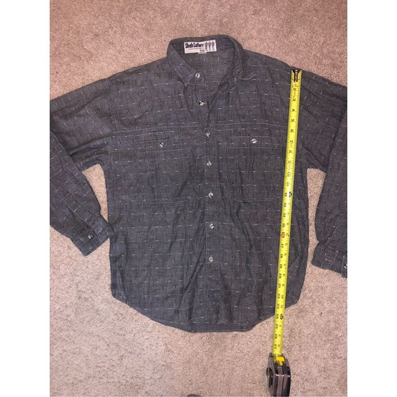 Shah Safari Gray Black Flecked Cotton Button-Up Shirt, Men's Size Large - Picture 6 of 6